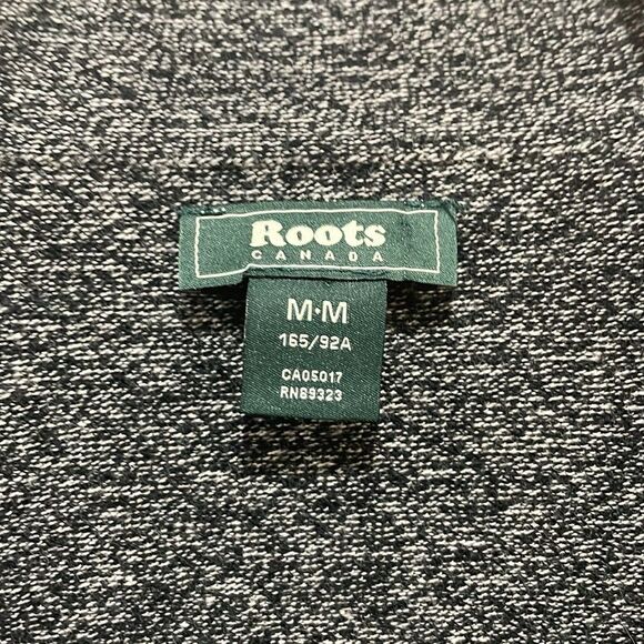 Roots Canada Cotton Blend Marled Dark Gray Open Front Cardigan Striped Cuff - M - Picture 6 of 9